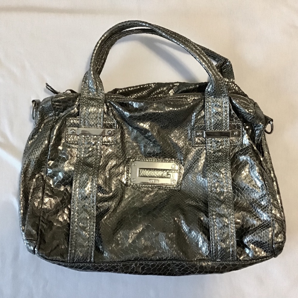 Guess silver metallic hobo purse